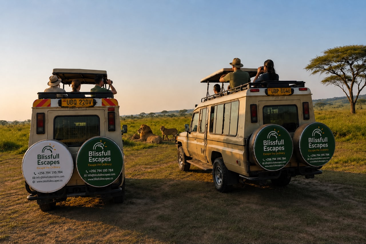 Safari daypack and binoculars ready for a game drive.