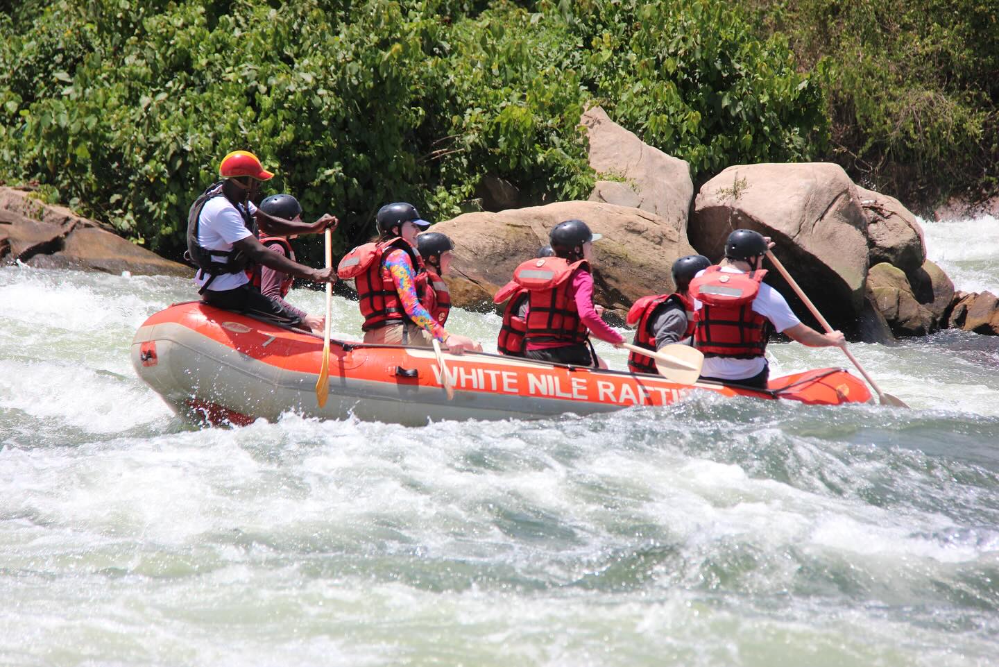 Rafting the white water at the Source of the Nile in Jinja.